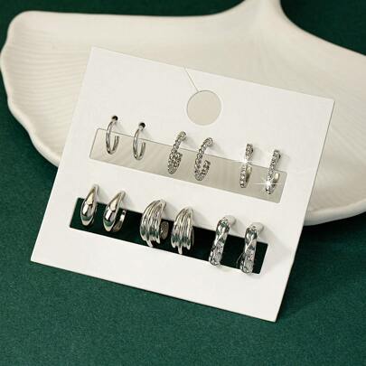 أقراط هندسية إبداعية عصرية بستة أزواج، مناسبة للارتداء اليومي للنساءرمضان