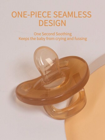 KUNT 1pc Brown Flat-Shaped Silicone Pacifier For Infant, Suitable For Daily Use
