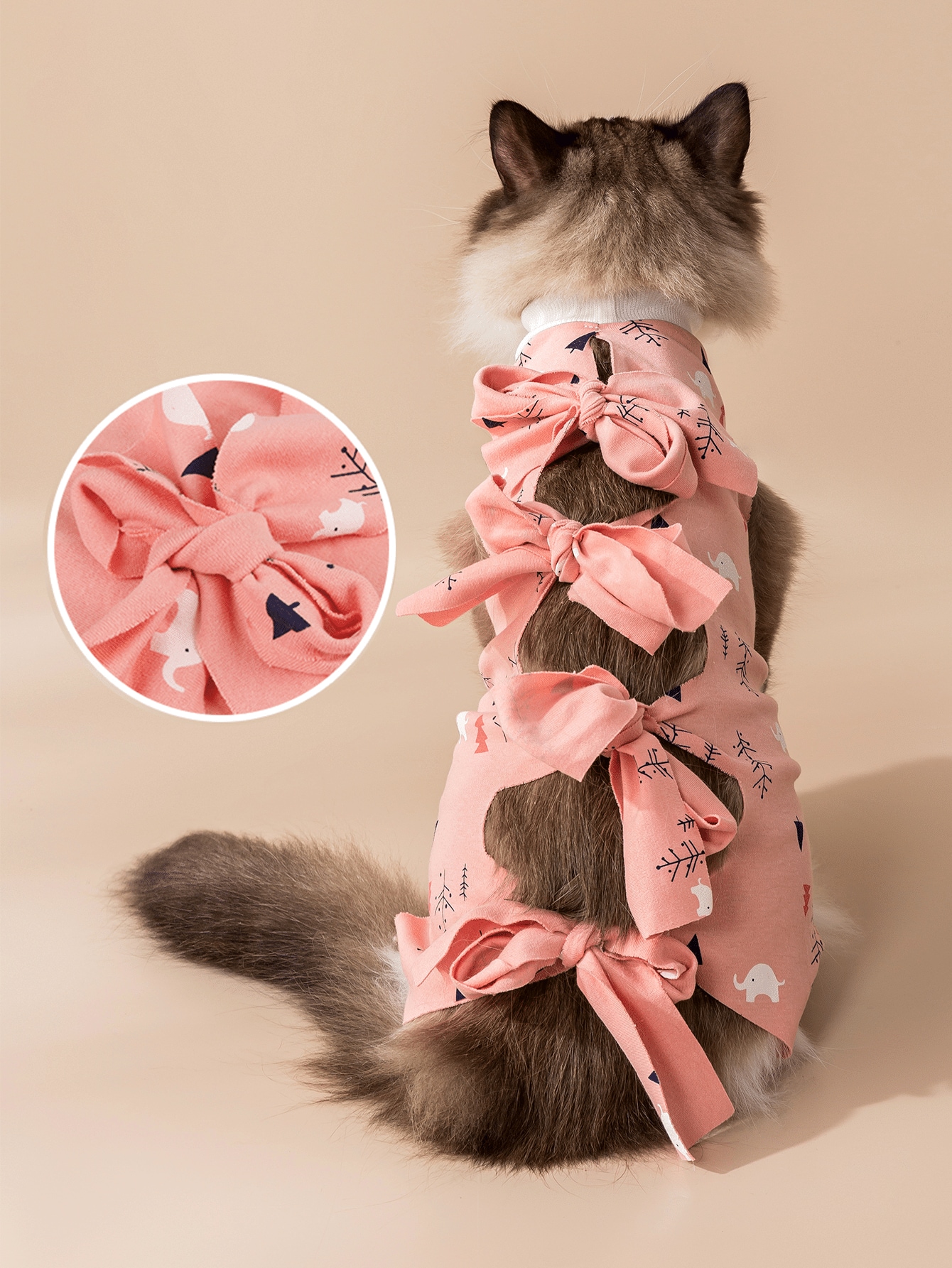 1pc Cat Surgery Recovery Suit With Strap For Female Cats After Spaying