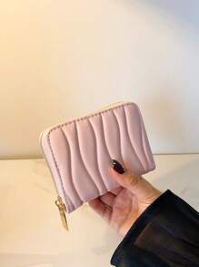 1pc Short Wave Patterned Pu Leather Wallet Portable Fashionable Short Wallet Perfect For Daily Use Date And Gifts Lightweight Portable Card ID Card White-Collar Workers For Female For Holiday For Anniversary For Birthday Gift Accessories Gift Hot Pink Casual Card Holder Card Holder Wallet Business Card Holder Credit Card Holder Card Holder Women For Women Wallet Mini Wallet Purse Wallet Card Wallet