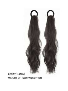Two-Pack Of Energetic Double Ponytails 18-Inch Long Wavy Curly Double Ponytail Wigs Suitable For Women's Daily Wear, Party Wear, Fashionable And Lively Girls Double Ponytail Wigs