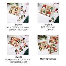 12入組聖誕老人侏儒人-木製聖誕樹裝飾品-適用於家庭與辦公室的北歐風格裝飾品 - 彩色 - 查看 2