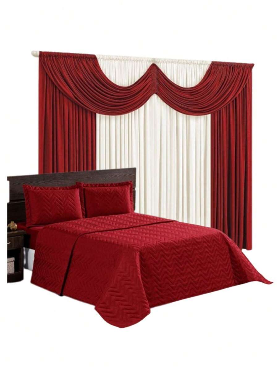 Bedspread - 레드 - 보기 1