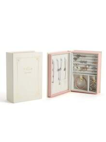 1pc Magnetic Flip Top Jewelry Box - Diary Shaped Organizer for Bracelets, Studs, Necklaces, and Rings - Blue - View 8