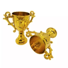 12 Mini Troféu Dourado Taça Decoração Luxo Festa Futebol XL3511 - Dourado - Visão 2