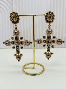 Sành điệu Dạng hình tròn Xu hướng: Cắt giảm Vượt qua Hoa tai - Vàng - Xem 2