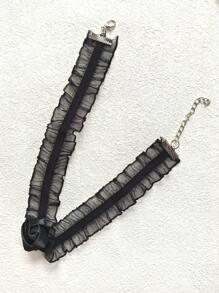 1個創意花邊玫瑰吊墜項鍊,女性用哥特式項圈適用於萬聖節 - 黑色 - 查看 3