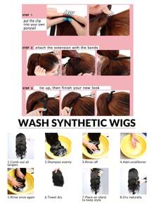 Straight Mixed Multicolor 25 Inch Long Synthetic Fiber V-shaped Ponytail Extension, Suitable For Daily Wear - Multicolor - View 7