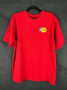 Red T-Shirt With TQM Fish Fashion Print - Red - View 1
