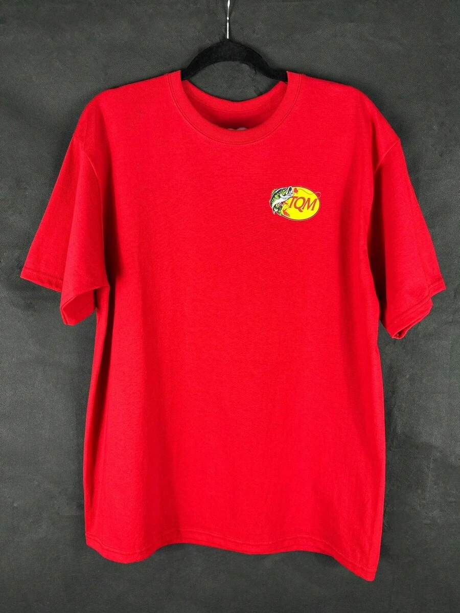 Red T-Shirt With TQM Fish Fashion Print - Red - View 1