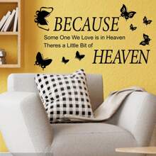 1pc Quote Saying Wall Sticker because heaven Decal Peel and Stick Lettering Wall Sticker Memory Wall Decal Vinyl Inspirational  Wall Decal for Home Room Decor - Multicolor - View 5