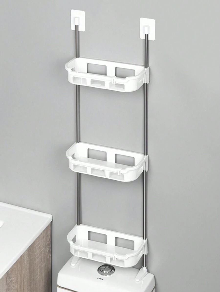 Estante de baño multifuncional creativo, estante de almacenamiento de pasta de cocina, estante de residuos multicapa para baño - Blanco - Ver 1