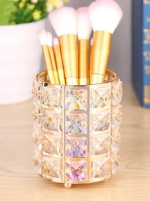 Organizador Base Porta Brochas De Maquillaje Metal Dorado - Dorado - Ver 2