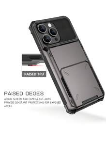 Father's Day Compatible With Iphone Samsung Case With Card Holder[Store 5 Cards] Dual Layer Heavy Duty Shockproof Wallet Case With Hidden Card Slot Large Storage Cover - Grey - View 8
