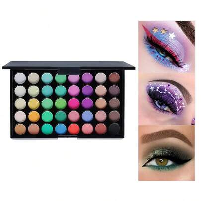 VERONNI 1 Piece 40-Color Eyeshadow Palette, Smokey Punk Natural Nude Matte Shimmer Glitter High-Pigmented Eye Shadow Palette Waterproof Professional Beauty Makeup Y2K
