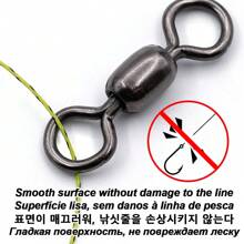 50入組鶴形旋轉釣魚裝置,釣線掛勾連接器不鏽鋼黃銅海水滾動配件 - 黑色 - 查看 4