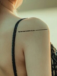 1pc Waterproof Pvc Temporary Tattoo Sticker, Text: 'be Your Best Self', Suitable For People, Daily Use - Black - View 3