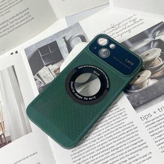 1pc Tpu/pc Phone Case With Heat Dissipation, Magnetic Absorption Ring Holder, Leak Labeling & Oil Spraying Process, Large Window & Precise Cutouts, Protective Film For Camera Lens, Compatible With Iphone