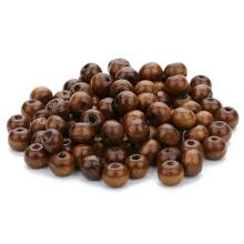 50/100/300/500pcs/pack Round/oval Shaped Wooden Beads In Deep Brown Color For Making Diy Bracelets, Necklaces And Other Handicrafts