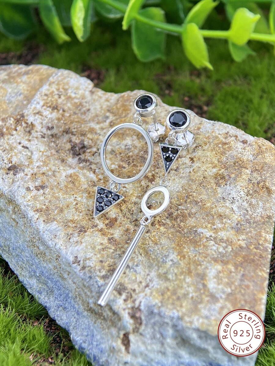 1 对华丽爱心耳环，女士 S925 纯银真爱之心耳钉，精致女士高级珠宝礼物