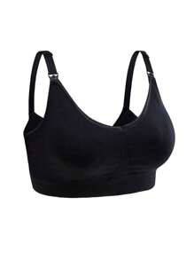 1 件可拆卸衬垫、可调节、无钢圈文胸，配有 4 排挂钩和可拆卸肩带，用于提升和上推 - 黑色 - 查看 4