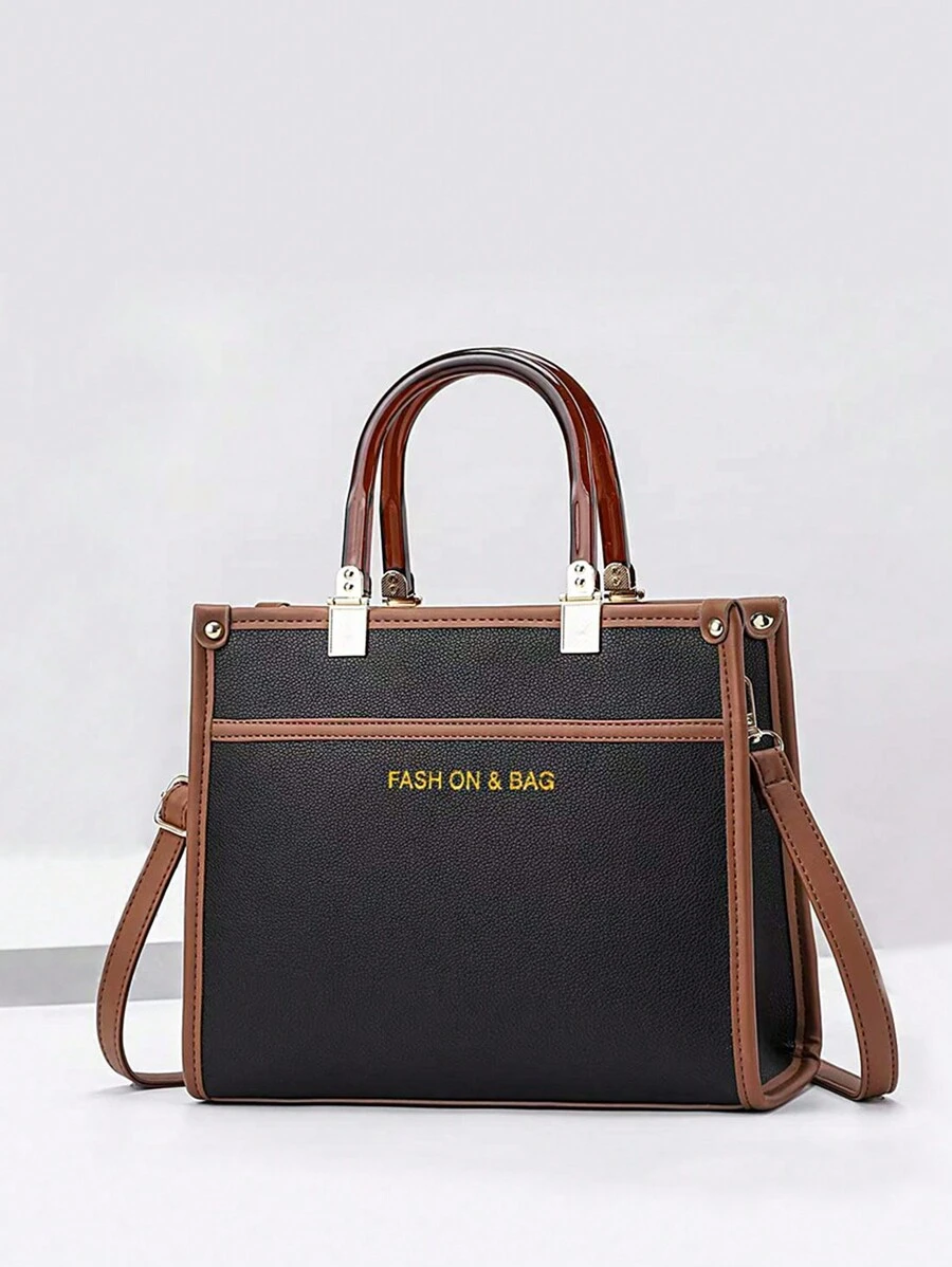 1 Miếng Khối màu Da giả Đúng mốt Chi tiết dây kéo Hình vuông Túi xách tay Đối với Của phụ nữ Sử dụng hàng ngày - Nhiều màu - Xem 1