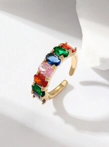 Hihho 1 chiếc nhẫn Rainbow Series có thể điều chỉnh được với đá Cubic Zirconia nhiều màu sắc cao cấp và được cá nhân hóa, nhiều kiểu dáng cho phái nữ thoải mái lựa chọn - Vàng - Xem 19