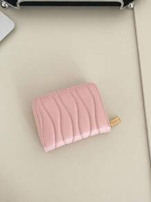 1pc Short Wave Patterned Pu Leather Wallet Portable Fashionable Short Wallet Perfect For Daily Use Date And Gifts Lightweight Portable Card ID Card White-Collar Workers For Female For Holiday For Anniversary For Birthday Gift Accessories Gift Hot Pink Casual Card Holder Card Holder Wallet Business Card Holder Credit Card Holder Card Holder Women For Women Wallet Mini Wallet Purse Wallet Card Wallet
