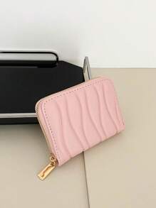 1pc Short Wave Patterned Pu Leather Wallet Portable Fashionable Short Wallet Perfect For Daily Use Date And Gifts Lightweight Portable Card ID Card White-Collar Workers For Female For Holiday For Anniversary For Birthday Gift Accessories Gift Hot Pink Casual Card Holder Card Holder Wallet Business Card Holder Credit Card Holder Card Holder Women For Women Wallet Mini Wallet Purse Wallet Card Wallet
