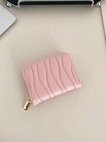 1pc Short Wave Patterned Pu Leather Wallet Portable Fashionable Short Wallet Perfect For Daily Use Date And Gifts Lightweight Portable Card ID Card White-Collar Workers For Female For Holiday For Anniversary For Birthday Gift Accessories Gift Hot Pink Casual Card Holder Card Holder Wallet Business Card Holder Credit Card Holder Card Holder Women For Women Wallet Mini Wallet Purse Wallet Card Wallet