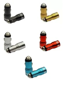 Carregador de carro display digital porta dupla usb adaptador para o telefone 2 saida - Multicolorido - Visão 4