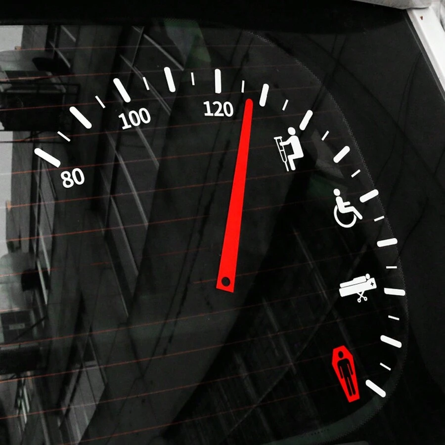 1pc Speeding Warning Funny Speedometer Cluster Car Decal Sticker Vinyl Window Decoration Fashion Car-Styling Stickers - White - View 1