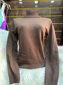 Women Knit Tops - Rust Brown - View 1