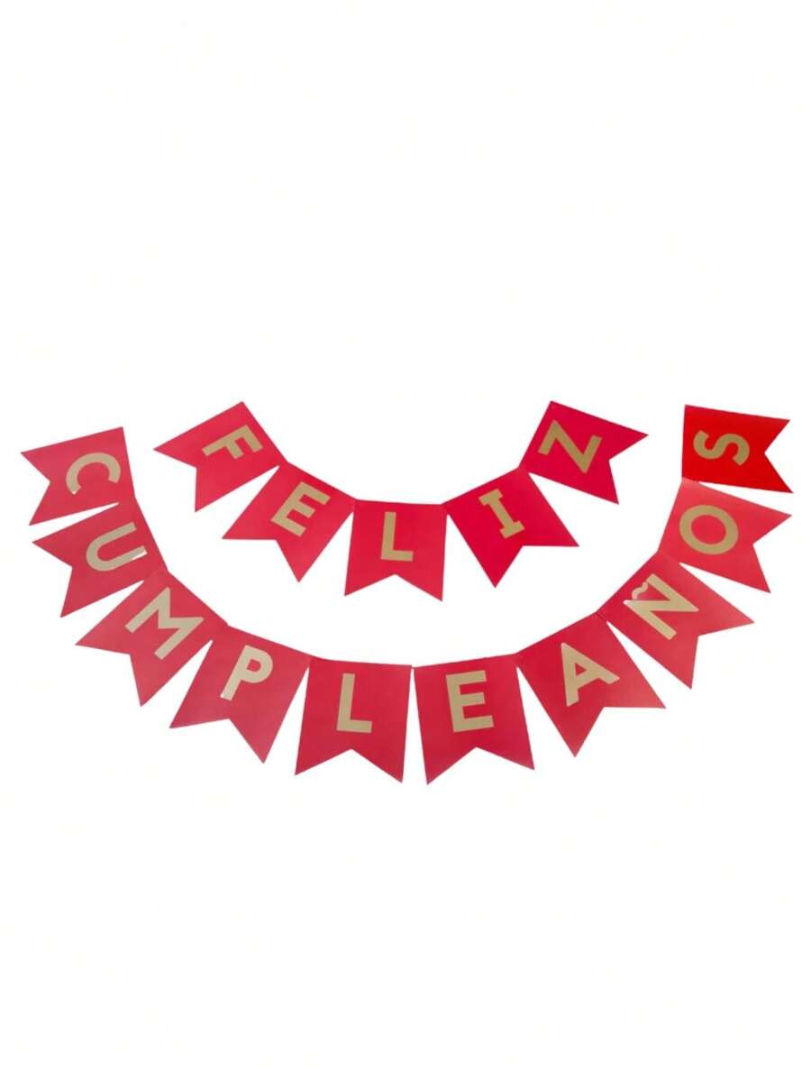 Banderin Feliz Cumpleaños Para Fiesta (Elige color) - Rojo - Ver 1