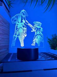 1 pieza Luz nocturna LED de motocicleta acrílica creativa, lámpara decorativa con cambio de 7 colores USB para dormitorio, regalo para amigo entusiasta de las motocicletas - Multicolor - Ver 5