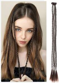 深棕色 22 英寸夹式辫子接发，1 件夹式接发婴儿辫子，一个夹子可做 3 条辫子，总共 3 条辫子，天然柔软合成假发，适合日常佩戴 - Dark Brown - 查看 1