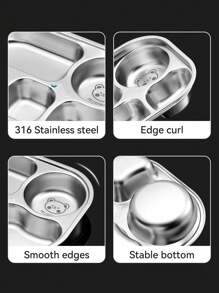 WORTHBUY 1pc 316 Stainless Steel Lunch Box With 5-compartment Divided Container And Lid, Perfect For Students - Silver - View 5