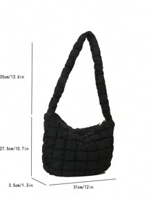 Đệm Nhà thiết kế Cá nóc Puffy Xuống , Hàng mới đến Hình đám Mây Nylon Túi tote Với Textured Bề mặt & Gấp lại Thiết kế kẻ sọc , Puffy Xuống Dệt kim Cái túi Đệm Cái túi - màu đen - Xem 2