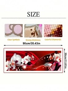 1入套90x30cm 紅色蘭花鉆石畫 Diy 文化石 5d 鑽石繡花 十字繡大型抽象藝術家居裝飾 聖誕節禮物 - 彩色 - 查看 2