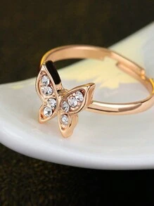 5pcs Girls Butterfly Diamond Set Casual Everything Bracelet Necklace Ring Earrings Jewelry - Gold - View 7