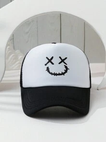 1頂男女通用黑白簡約圖案設計戶外可調節透氣棒球帽貨車司機帽子 - 黑與白 - 查看 1