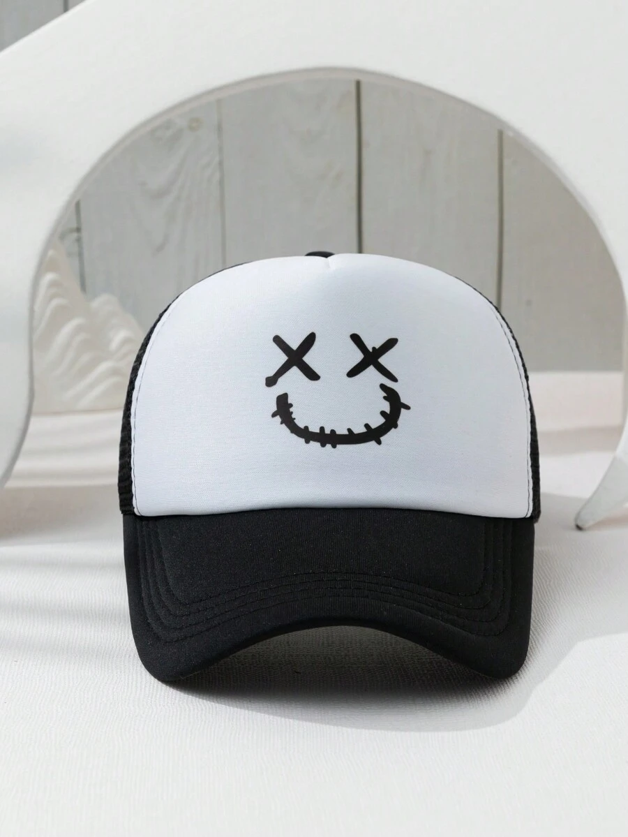 1頂男女通用黑白簡約圖案設計戶外可調節透氣棒球帽貨車司機帽子 - 黑與白 - 查看 1