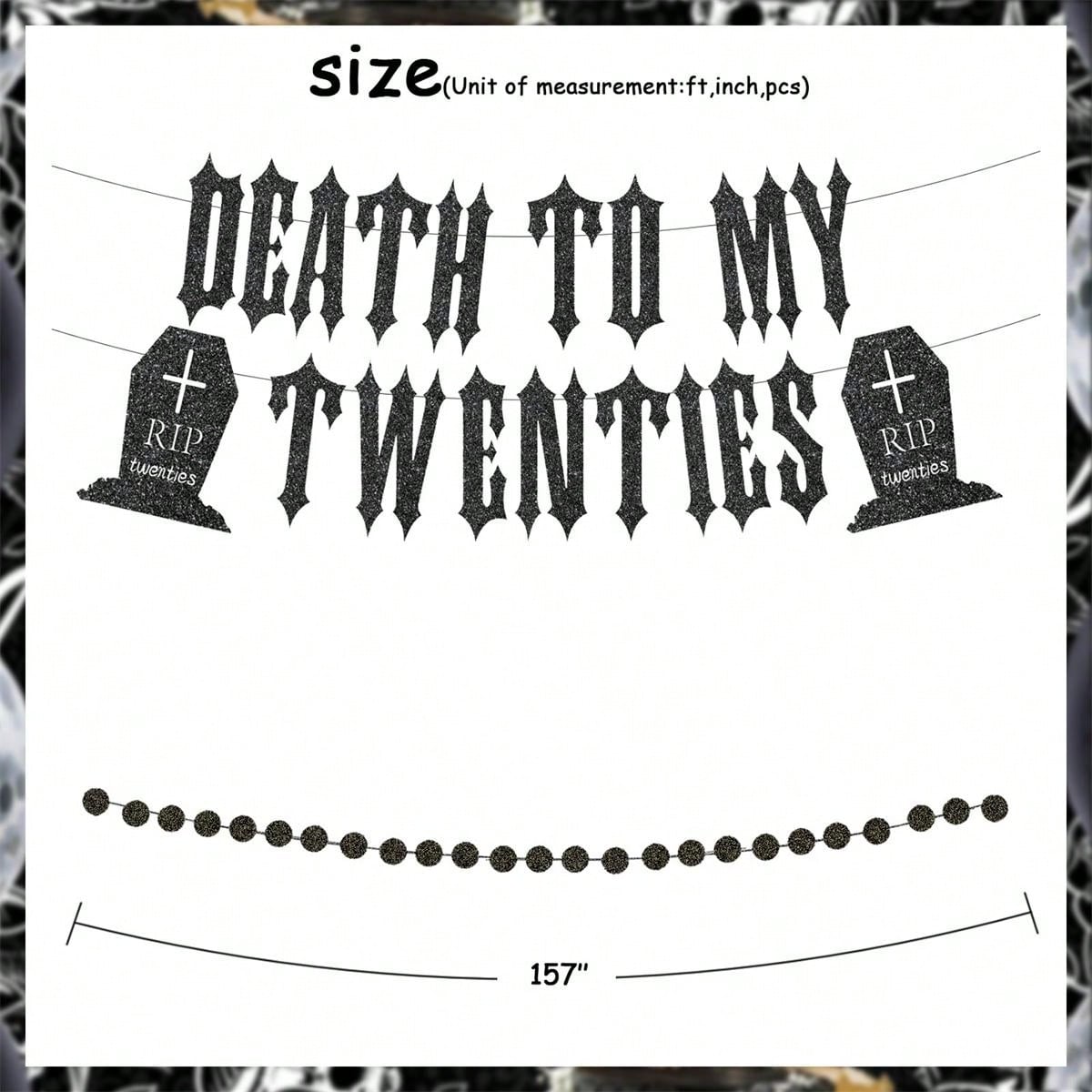 2PCS 30th Birthday Decorations for Women, Black Glitter Banner 20s