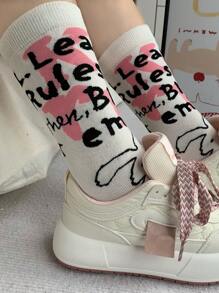 5 Pairs Of Early Autumn Ins Style Cute Cartoon Rabbit Mid-calf Socks For Everyday Life - Multicolor - View 4