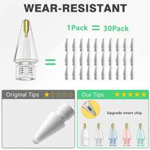 5pcs Durable Metal Pen Tip Set Compatible With Apple Pencil 1/2 Gen Stylus - White+Transparent Gray+Transparent - View 6