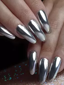 日式銀色鏡面金屬凝膠指甲油,極炫耀,適用於法式畫,線條,邊緣和光療 - 銀色 - 查看 6