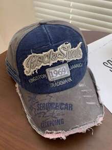 FADZOYLE 1頂女式灰色復古牛仔帽，磨損邊緣棒球帽，新時尚字母情侶棒球帽，適用於戶外活動街頭