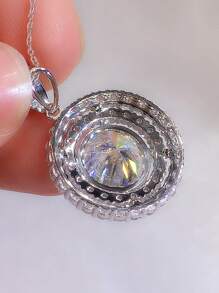 1件精美立方氧化锆吊坠项链，适合作为情人节礼物、婚礼、订婚、周年纪念、派对首饰，女士适用。 - 銀色 - 查看 3