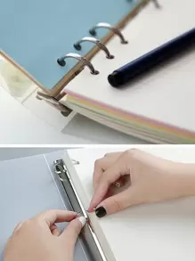 1pc A5/A6/A7 6-Ring Binder Loose Leaf Shell With Elastic Band For Journal/Diary Back To School,Back To School,School Supplies