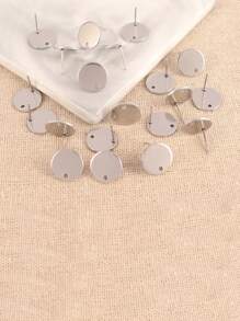 20pcs Stainless Steel Earrings Findings Geometric Round Stud Earrings Posts For DIY Earring Jewelry Making Accessories - Silver - View 11